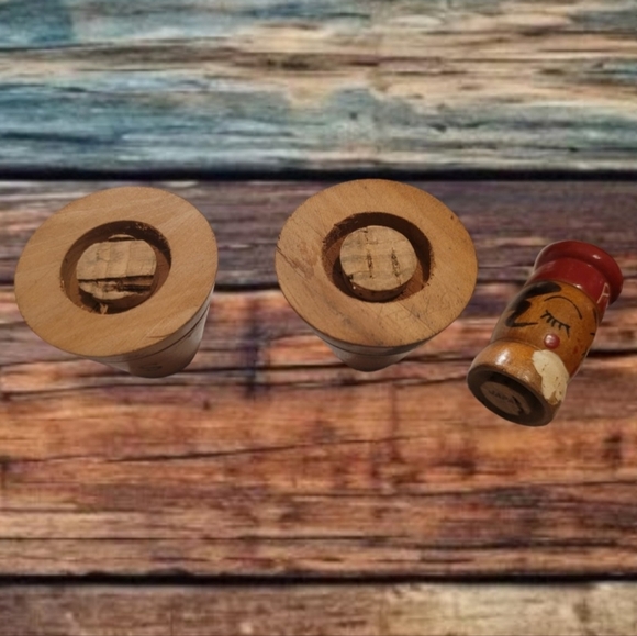 VINTAGE LOT OF WOODEN SALT & PEPPER SHAKER SETS ~ WILL ROGERS ~ PEPPY PEPPER - Picture 5 of 8